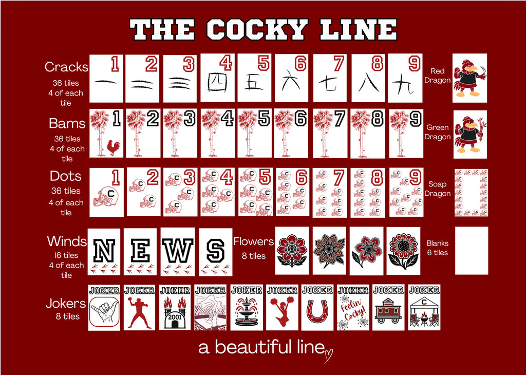 The Cocky Line Mahjong Tiles